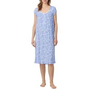 Eileen West Floral Waltz Nightgown Blue White 2X Pajama Sleep Dress Modal Blend